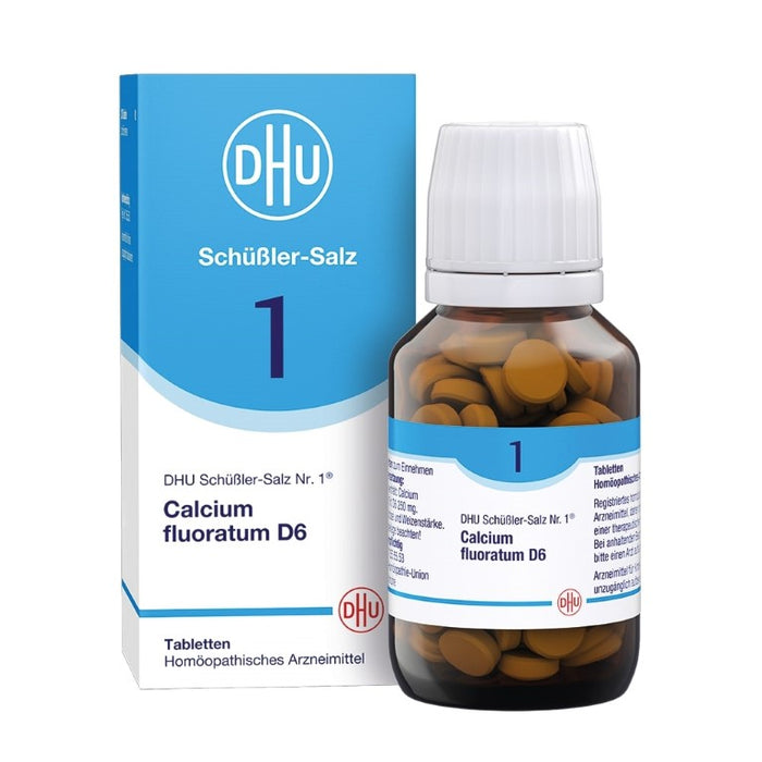 DHU Schüßler-Salz Nr. 1 Calcium fluoratum D6 – Das Mineralsalz des Bindegewebes, der Gelenke und Haut – das Original – umweltfreundlich im Arzneiglas, 200 pcs. Tablets