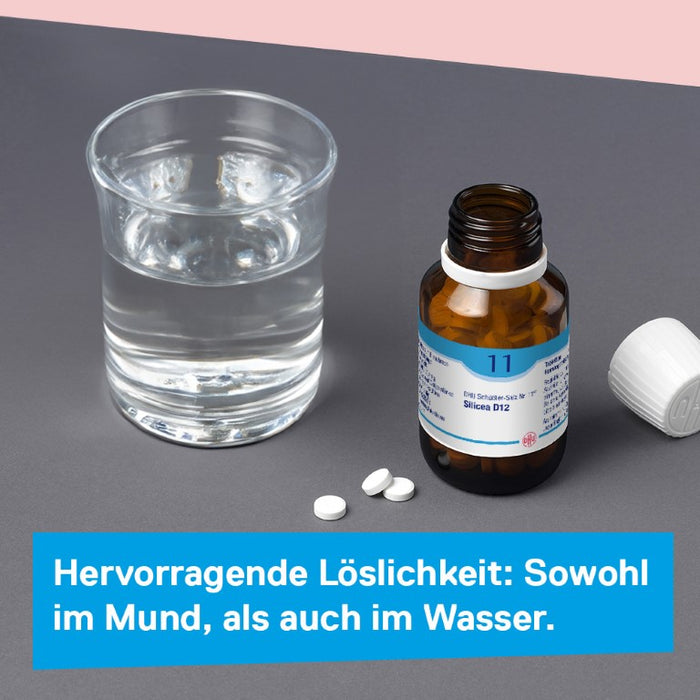 DHU Schüßler-Salz Nr. 11 Silicea D6 – Das Mineralsalz der Haare, der Haut und des Bindegewebes – das Original – umweltfreundlich im Arzneiglas, 80 pcs. Tablets