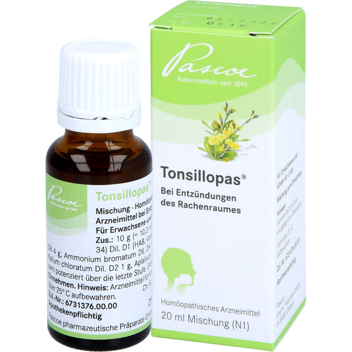 Tonsillopas Mischung bei Entzündungen des Rachenraumes, 20 ml Lösung