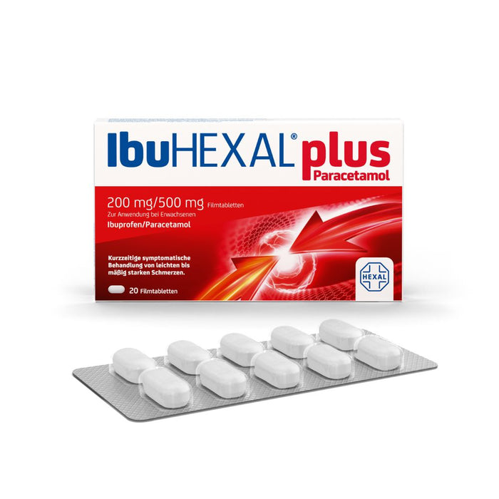 IbuHEXAL plus Paracetamol Filmtabletten bei leichten bis mäßig starken Schmerzen, 20 pc Tablettes