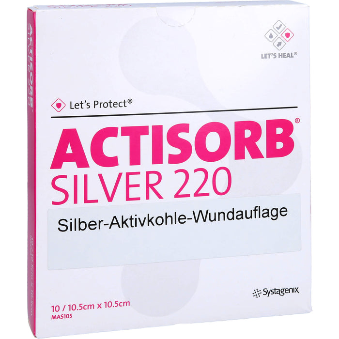 ACTISORB 220 Silver 9,5 x 6,5 cm sterile Silber-Aktivkohle-Wundauflage, 10 pc Compresses