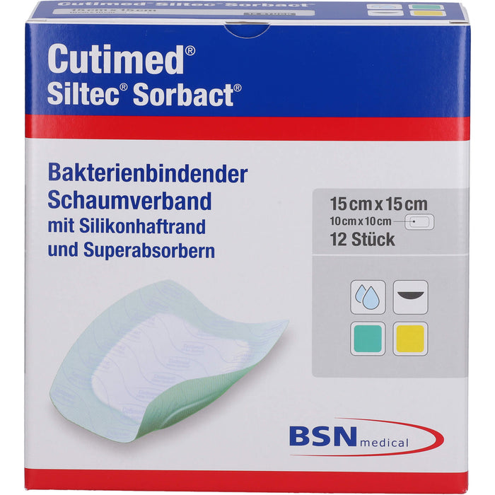 Cutimed Siltec Sorbact B 15x15cm, 12 St KOM