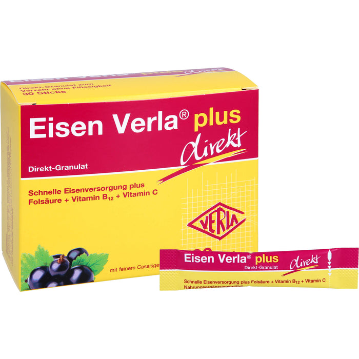 Eisen Verla plus Direkt-Granulat Sticks für gesunde Blutbildung, 30 pc Sachets