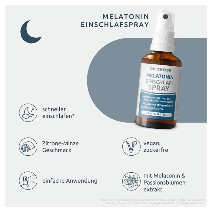 DR. THEISS Melatonin Einschlaf-Spray zur Verkürzung der Einschlafzeit, 50 ml Solution