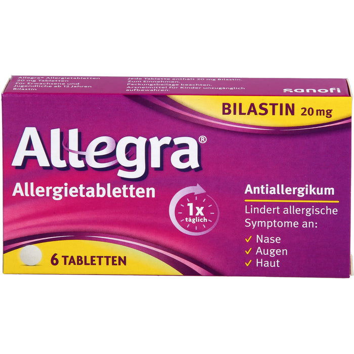 Allegra 20 mg Allergietabletten lindert allergische Symptome, 6 pcs. Tablets