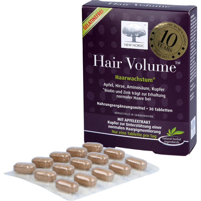 NEW NORDIC Hair Volume Haarwachstum Tabletten, 30 pc Tablettes