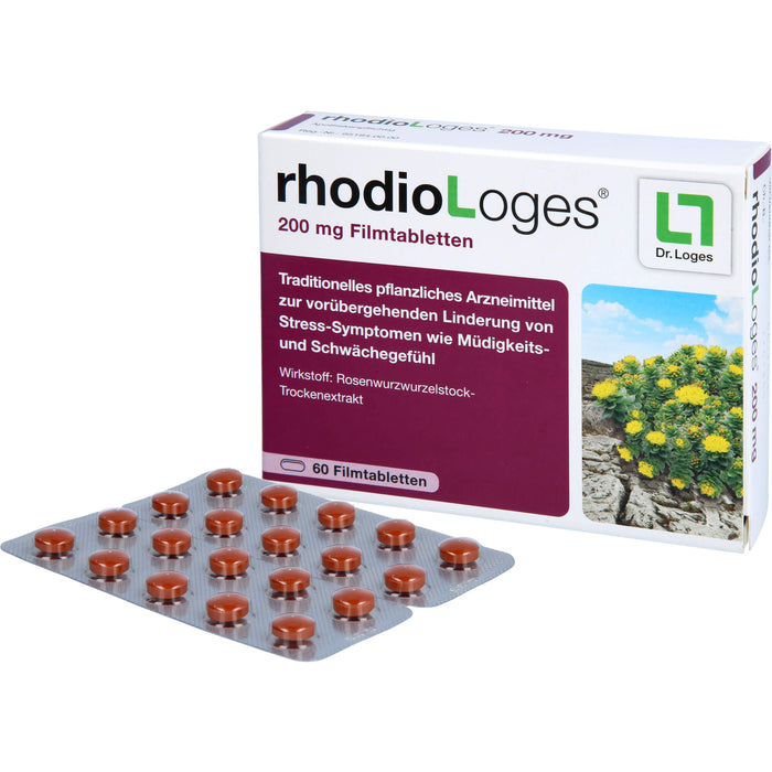 rhodioLoges 200 mg Filmtabletten zur vorübergehenden Linderung von Stress-Symptomen, 60 pc Tablettes