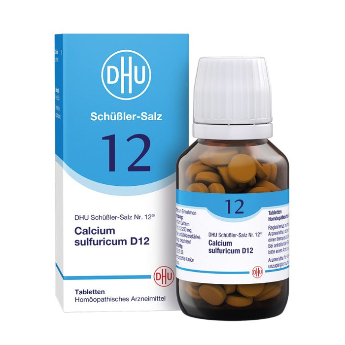 DHU Schüßler-Salz Nr. 12 Calcium sulfuricum D12 – Das Mineralsalz der Gelenke – das Original – umweltfreundlich im Arzneiglas, 200 pc Tablettes