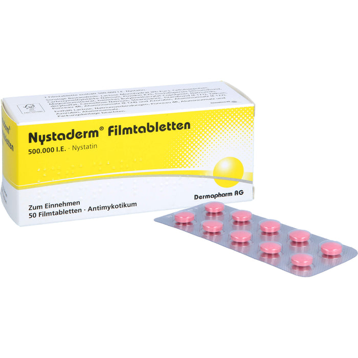 Dermapharm Nystaderm Filmtabletten bei nystatinempfindlicher Hefepilzinfektionen, 50 pc Tablettes