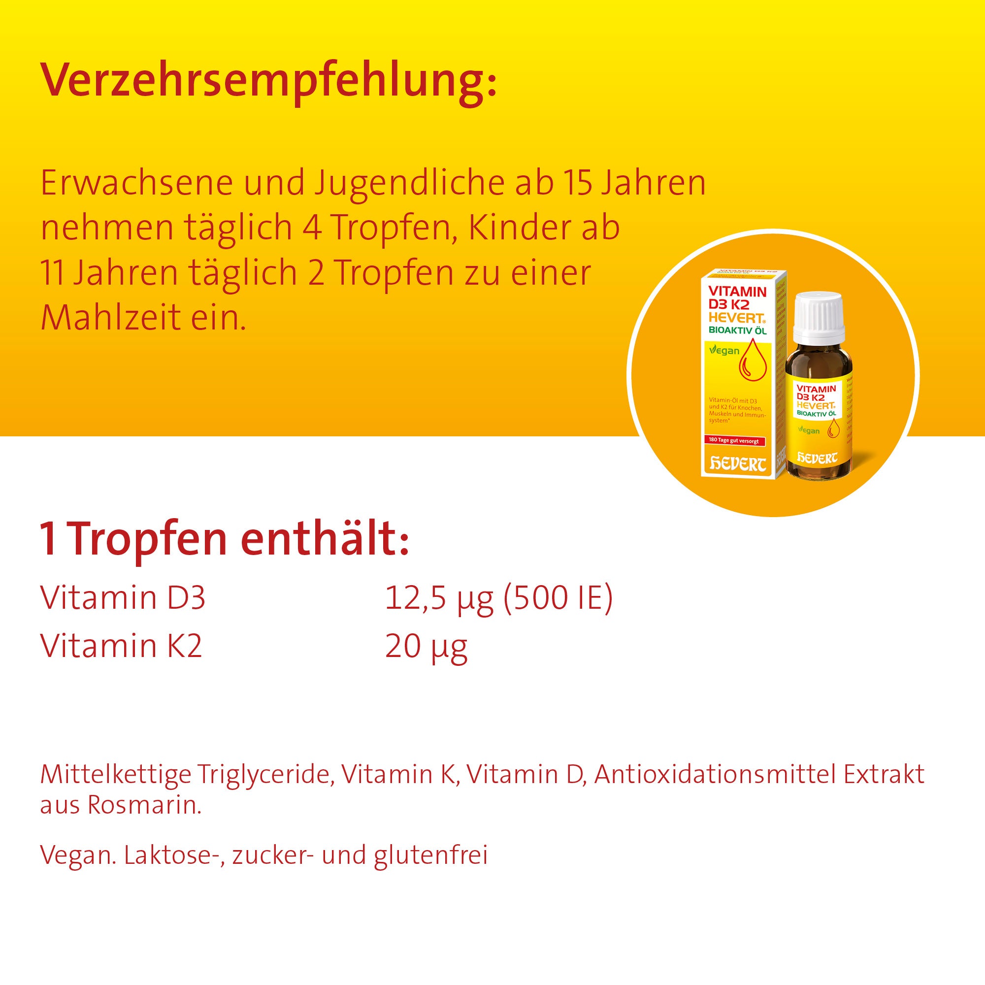 Vitamin D3 K2 Hevert Bioaktiv Öl, 20 ml Öl Hevert-Testen