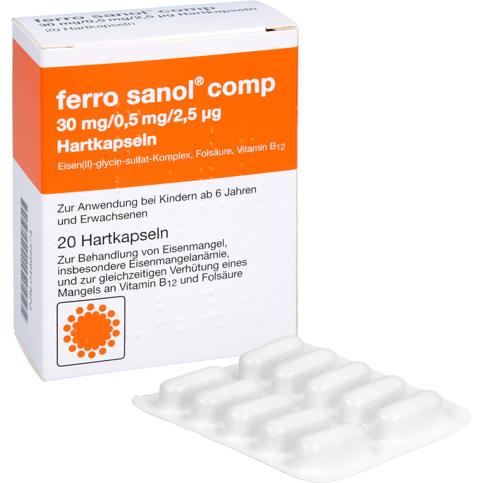 ferro sanol comp 30mg/0,5mg/2,5µg Hartkapseln, 20 St KMP