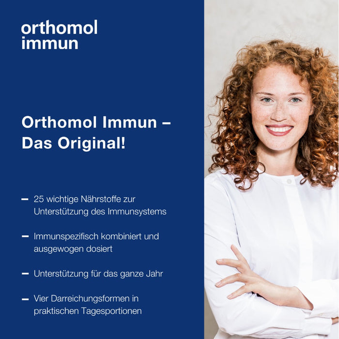 Orthomol Immun - Mikronährstoffe zur Unterstützung des Immunsystems - mit Vitamin C, Vitamin D und Zink - Orangen-Geschmack - 7 Tagesportionen, 29.4 g Tagesportionen