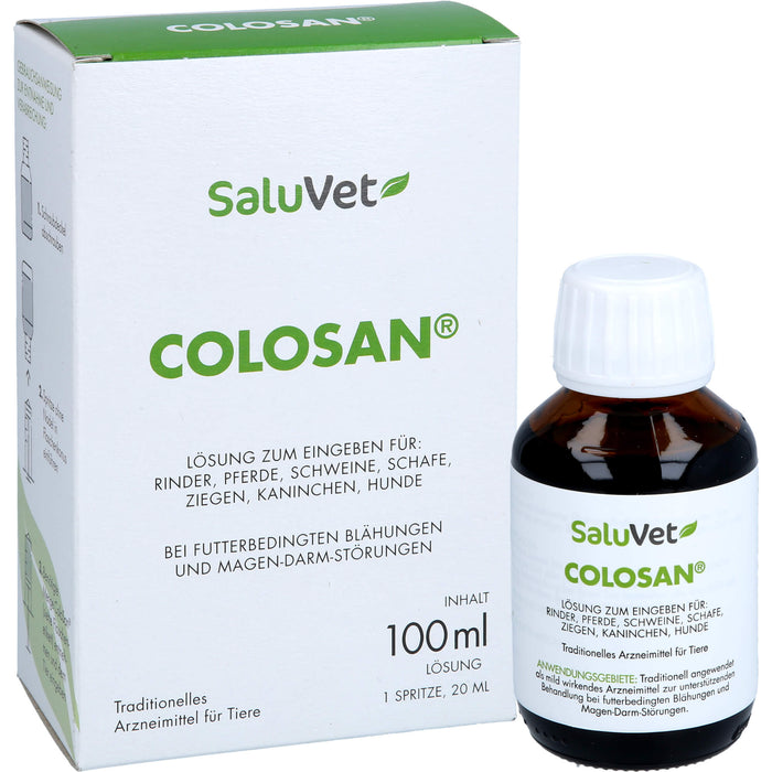 Dr. Schaette Colosan Lösung bei futterbedingten Blähungen und Magen-Darm-Störungen für Rinder, Pferde, Schwein, Schafe, Ziegen, Kaninchen und Hunde, 100 ml Solution