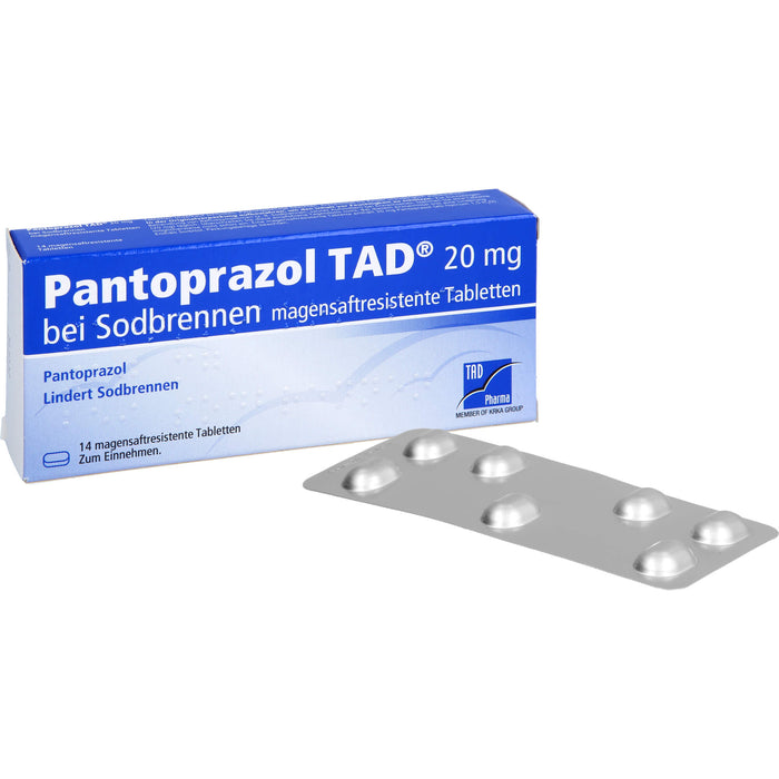 Pantoprazol TAD 20 mg magensaftresistente Tabletten bei Sodbrennen, 14 St. Tabletten