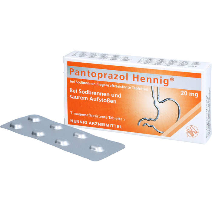 Pantoprazol Hennig 20 mg Tabletten bei Sodbrennen, 7 St. Tabletten