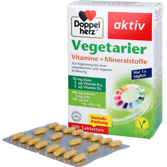 Doppelherz Vegetarier Vitamine+Mineralstoffe Aktiv, 100 St TAB