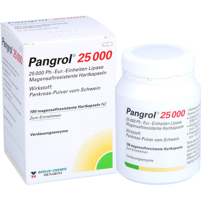Pangrol 25 000, 25 000 Ph.-Eur.-Einheiten Lipase Magensaftresistente Hartkapseln, 100 pc Capsules