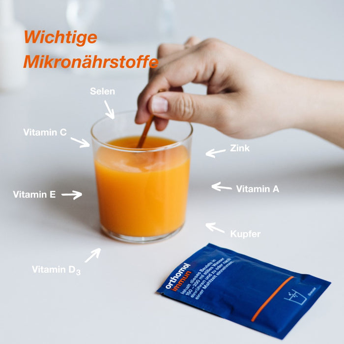 Orthomol Immun - Mikronährstoffe zur Unterstützung des Immunsystems - Nahrungsergänzung mit Vitamin C, Vitamin D und Zink - Granulat, 15 pcs. Daily portions