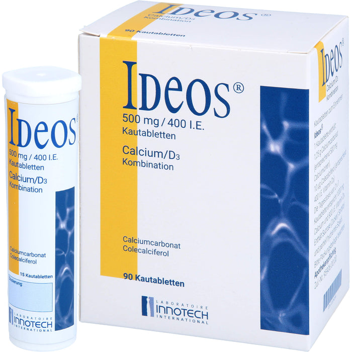 IDEOS 500 mg / 400 I.E. Kautabletten, 90 pc Tablettes