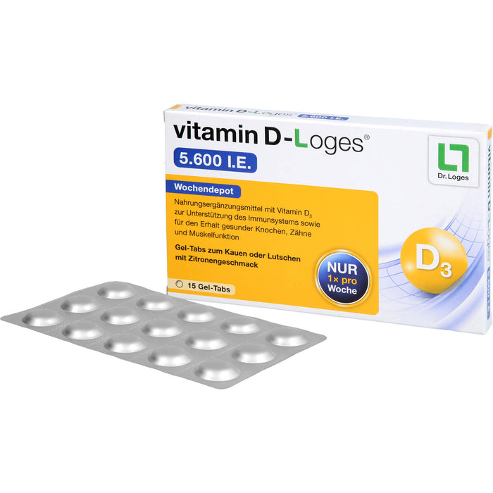 vitamin D-Loges 5.600 I.E. Gel-Tabs, 15 pcs. Tablets