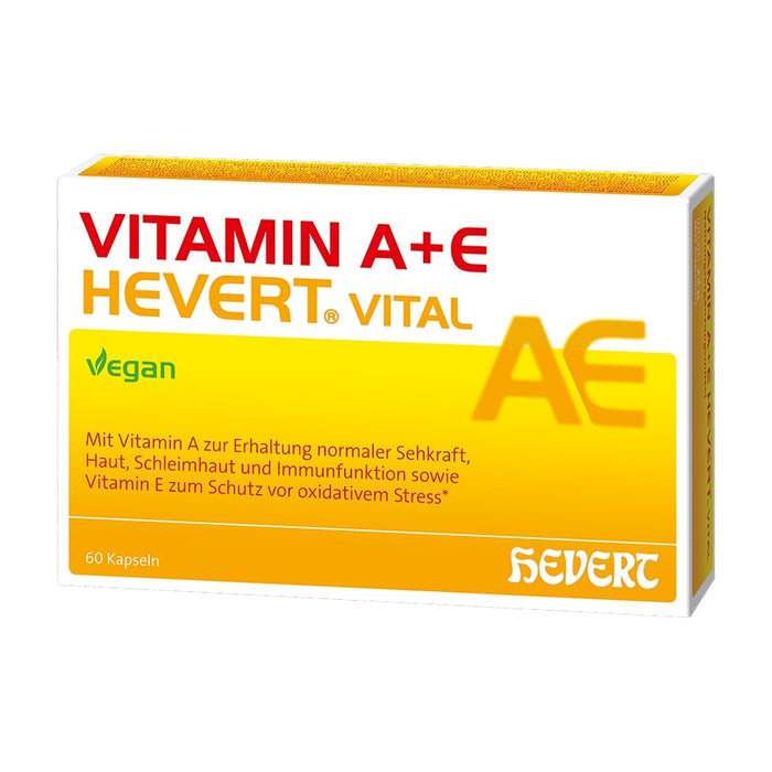 HEVERT Vitamin A + E vegane Kapseln zur Unterstützung der Erhaltung der Sehkraft und zum Schutz der Zellen vor oxidativem Stress, 60 pc Capsules