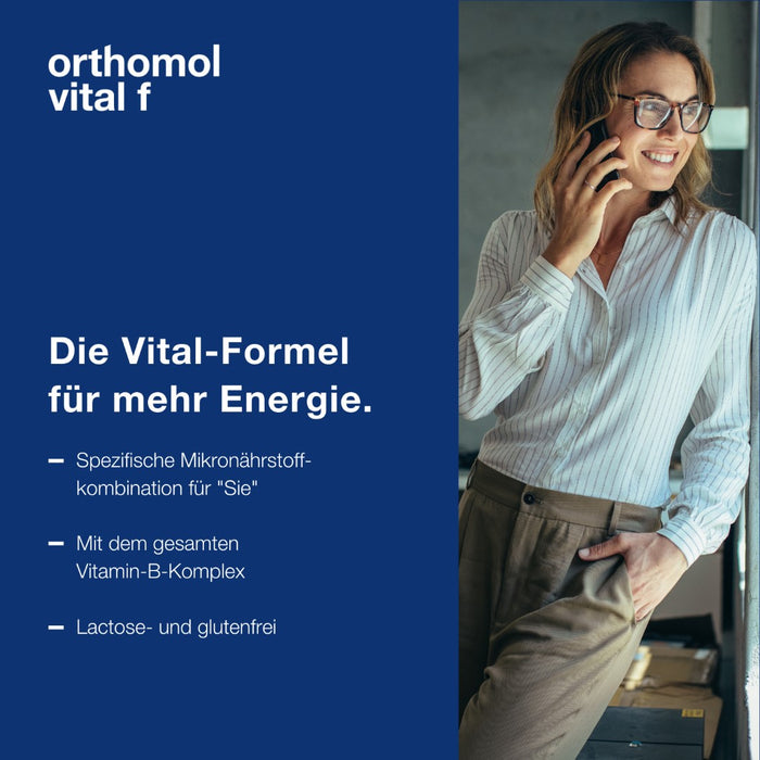 Orthomol Vital f - Mikronährstoffe für Frauen - bei Müdigkeit und Erschöpfung - mit B-Vitaminen, Omega-3-Fettsäuren und Magnesium - Trinkampullen/Kapseln, 7 pcs. Daily portions