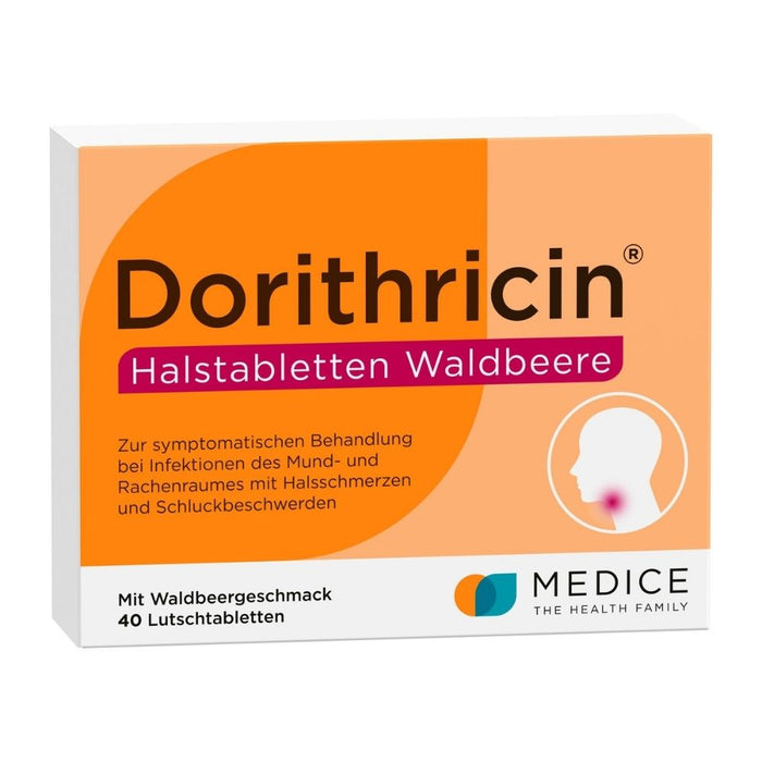 Dorithricin Halstabletten Waldbeere, 0,5 mg / 1,0 mg / 1,5 mg, Lutschtabletten, 40 pcs. Tablets