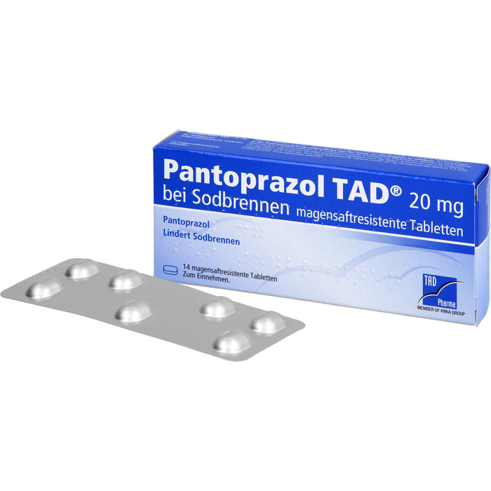 Pantoprazol TAD 20 mg magensaftresistente Tabletten bei Sodbrennen, 14 pcs. Tablets