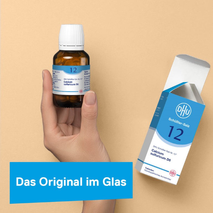 DHU Schüßler-Salz Nr. 12 Calcium sulfuricum D6 – Das Mineralsalz der Gelenke – das Original – umweltfreundlich im Arzneiglas, 80 St. Tabletten