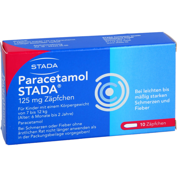 Paracetamol STADA 125 mg Zäpfchen, 10 pc Suppositoires