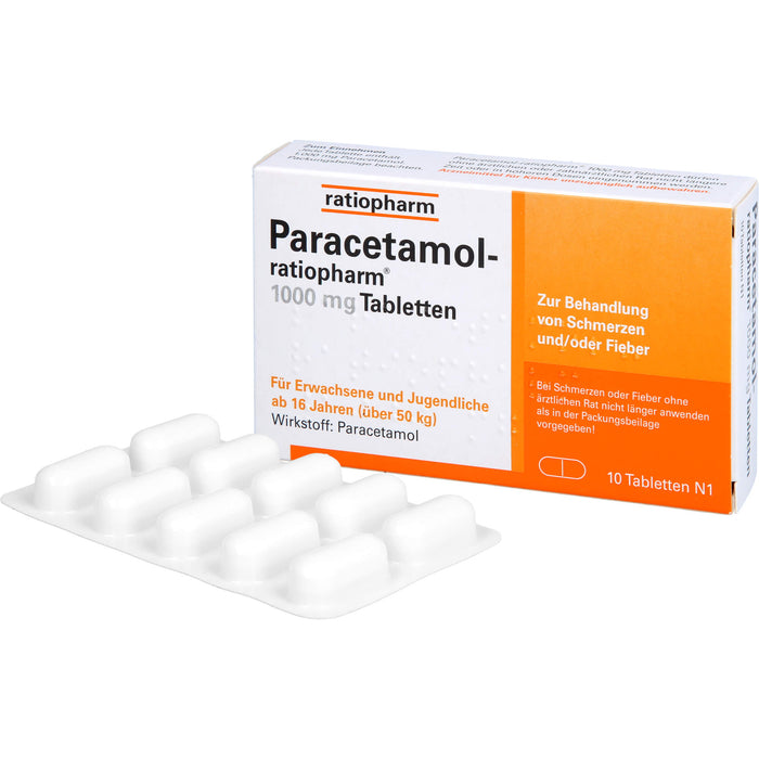 Paracetamol-ratiopharm 1000 mg Tabletten, 10 pc Tablettes