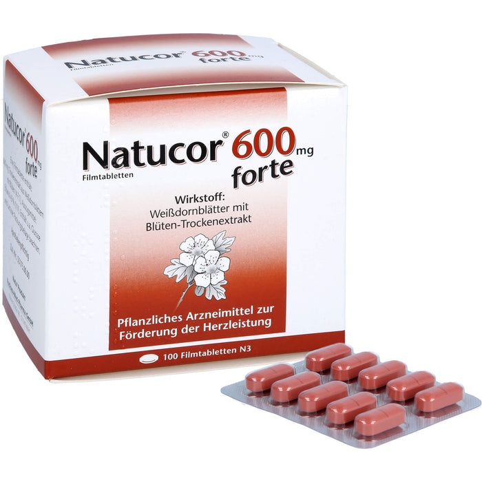 Natucor 600 mg forte Filmtabletten zur Förderung der Herzleistung, 100 St. Tabletten