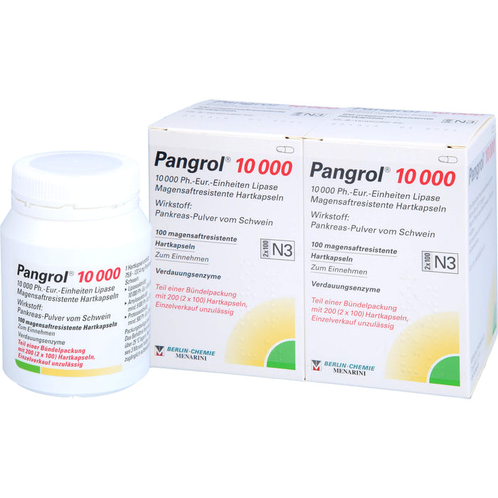 Pangrol 10 000 Ph.-Eur.-Einheiten Lipase Hartkapseln Verdauungsenzyme, 200 pc Capsules