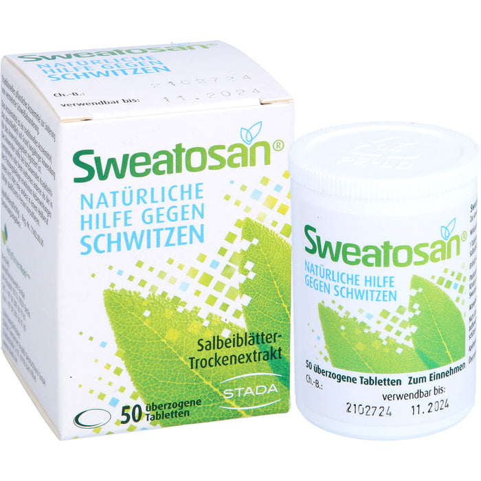 Sweatosan Tabletten natürliche Hilfe gegen Schwitzen, 50 St. Tabletten