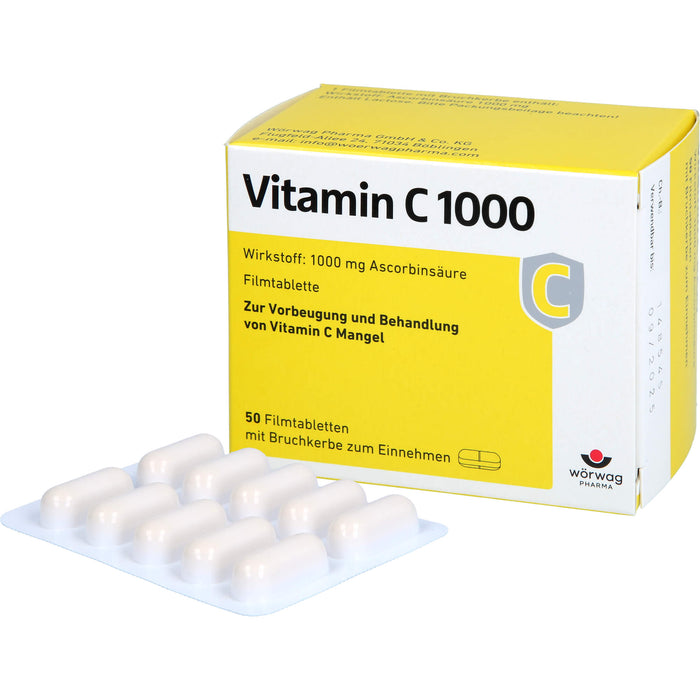 Vitamin C 1000 Wörwag Pharma, 50 pc Tablettes