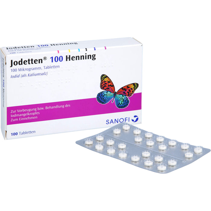 Jodetten 100 Henning Tabletten zur Vorbeugung und Behandlung des Jodmangelkropfes, 100 pc Tablettes