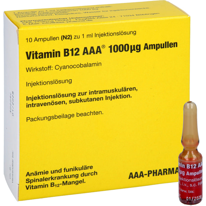 Vitamin B12 AAA 1000 µg Ampullen, 10 St. Ampullen