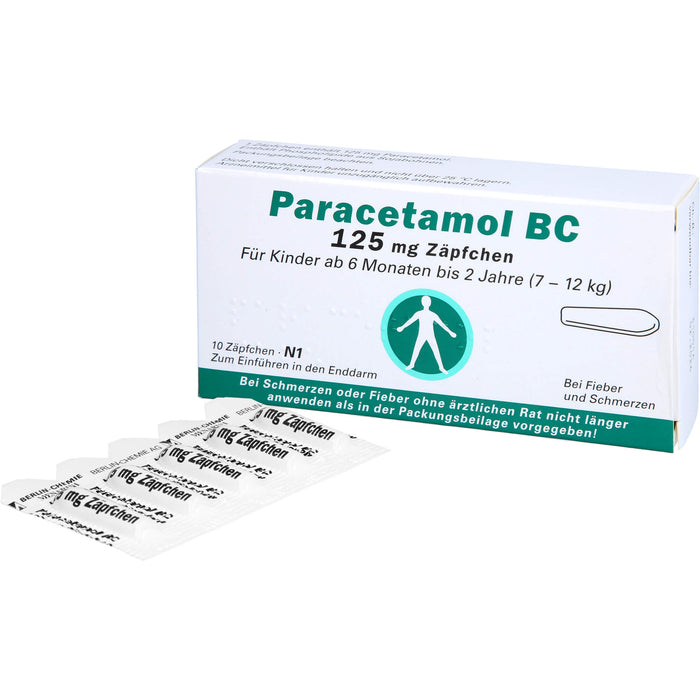 Paracetamol BC 125 mg Zäpfchen bei Fieber und Schmerzen, 10 pc Suppositoires